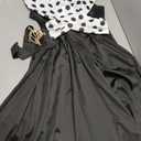 ROSE GAL Women Plus Size 1950s Vintage Retro V Neck Cocktail Swing Dress Crossover Sleeveless Polka Dot Ruched Fit and Flare 50s A Line Wedding Evening Party Belt Dress(Black_1/L)