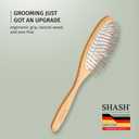 Since 1869 Hand Made In Germany - SHASH Oval Pet Brush With Short Metal Pins With Rubber Cushion - Helps Detangle Knots, Eliminate Frizz, Reduce Pulling & Snagging