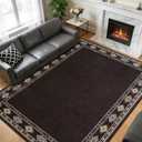 Large Geometric Area Rugs for Living Room Bedroom 9x12 Brown Rug