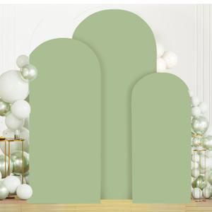 MODFUNS Set of 3 Arch Cover Sage Green Spandex Arch Cover Fitted Wedding Arch Covers 4ft 5ft 6ft Balloon Arch Stand Cover Double Sided Rustic Stretchy Cover for Party Wedding Banquet Arch Decor