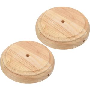 PATIKIL 6" x 1.3" Wooden Lamp Base, 2pcs Round Solid Wooden Base Wood Desk Lamp Display Stand Replacement for Bedroom Bedside Table Lamps DIY