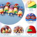 24pcs Mini Fairy Gnome Figurines, Colorful PVC Summer Beach Gnome Statues Miniature Dwarf Garden Decor for Indoor Outdoor Patio Yard Shelf (Blue, Pink & Red, 8 Each)