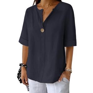 Summer Shirts for Women 2026 Short Sleeves Blouses Dressy Casual Tunic Tops (S)