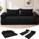 MeMoreCool Convertible Sofa Bed Queen, Corduroy Folding Couch Bed, Black, 80" Queen
