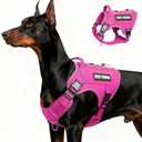 Tactical Dog Harness for Large Dogs,No Pull Military Dog Vest with Handle,Reflective Heavy Duty Pet Harness for Walking Hiking Training Pink, Large