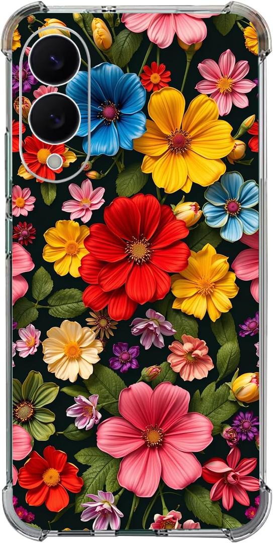 Case for Galaxy S25 Edge,Beautiful Flowers Pattern Drop Protection Shockproof Case TPU Full Body Protective Scratch-Resistant Cover for Samsung Galaxy S25 Edge