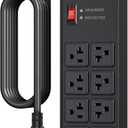 JUNNUJ Heavy Duty 20 Amp Surge Protector 4800J, Garage Metal 8 Outlets 12 Gauge, High Amp 5-15P Adapter Shop 6-20R T-Slot Industrial Outlet, 6 FT Extension Cord Commercial for Appliance (Black)