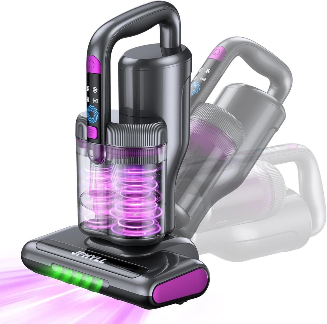 Mattress Vacuum Cleaner, 20Kpa Suction Bed Vacuum Cleaner with 253.7nm UV-C Light, 140F Heated Air, 30000 RPM Brushroll, 40,000Hz Ultrasonic, HEPA Filter, for Bed, Sofa, 500W Corded(Dark Gray)