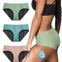 TIICHOO Period Underwear for Women Washable(3XL, Turq/Blush/Matcha) (Green)