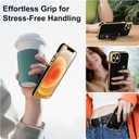 TEAUGHT for iPhone 12 Case with Wrist Finger Strap for Women Girls Men, Cute Luxury Plating Soft TPU Slim Shockproof Protective Cover with Adjustable Wristband Kickstand Holder (Black)