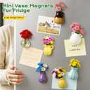 2 x 12 Pcs Cute Mini Ceramic Vase Fridge Magnets with Artificial Flowers | Funny Tiny Vase Magnet for Fridge Decorative, Office, Kitchen, Locker, Whiteboard