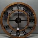 Blueprint Ivy 24 Inch Large Rustic Wall Clock Silent Non-Ticking Wooden Wall Clocks with Roman Numerals Farmhouse Decorative Clock for Living Room Bedroom Office (Brow)