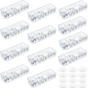 Tatuo 12 Pcs Cable Organizer with 120 Wire Ties, Clear Plastic Cord Charger Storage Box with Clear Lid for Home Office Desk Organization and Accessories