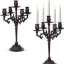 Mumufy 2 Pcs 5 Arm Black Candelabra 16.7 Tall Cast Iron Candlestick Holders Vintage Gothic Candles Holder Stand Decorative Table Centerpieces for Halloween Wedding Christmas Birthday Home Party