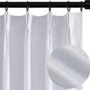 Topfinel White 100% Blackout Curtains 84 Inch Long 2 Panels Set, Pinch Pleat Flax Linen Room Darkening Sound Block Drapes with Hooks Rings for Track System Bedroom Living Room, Snow White