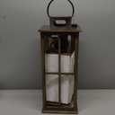 TIMRIS Large Farmhouse Wooden Metal Lantern Set of 2, Rustic Decorative Floor Candle Lanterns, Vintage Distressed Hanging Lanterns for Home Dcor (No Glass) (Brown)