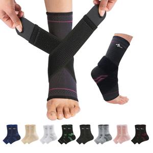ABIRAM Foot Sleeve (Pair) with Compression Wrap, Ankle Brace For Arch, Ankle Support, Football, Basketball, Volleyball, Running, For Sprained Foot, Tendonitis, Plantar Fasciitis (Medium, Rose)
