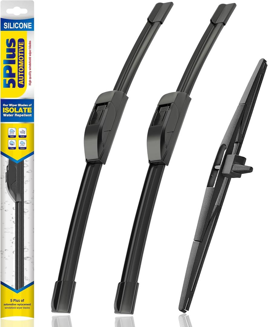 5 PLUS Silicone Windshield Wipers Fits Honda Pilot 2009-2015 (3 PACK) | 22"+21"+14",Long-Lasting Silicone Wiper Blades,All-Weather Durability,Streak-Free Wiping,Clear Visibility in Harsh Weather