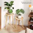Plant Stand Indoor 2 Pack, Wood Mid Century Indoor Plant Stand, Tall Plant Stands for Flower Pot, Round Plant Table Side End Table With Raised Design, Natural Wood, 11.7"x18.8" & 11.7"x13"