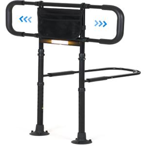 Bed Rails for Elderly Adults Safety - Elderly Assistance Products, Bedrails for Rlderly Adults Grab Bar Bed Handrails, Bed Rail with Pocket, Motion Sensor Light Fits King, Queen, Full, Twin (Black)
