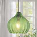 VILUXY Vintage Pendant Lights Glass Green Hanging Light Fixture for Dining Room 1-Light Globe Pendant Lighting Hand-Blown Glass Ceiling Light Adjustable for Kitchen Island Bedroom Hallway