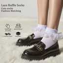 Women Ruffle Socks Lace Frilly Cotton Crew Socks Non-Slip Dress Socks Fold Cuff for Bride Pageant Sock For Women (White)