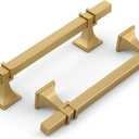 Haliwu 15 Pack 5 Inch Gold Cabinet Pulls Brushed Brass Drawer Handles Square Hardware for Kitchen Cupboard Dresser (Hole Center Spacing128mm (5 inch))