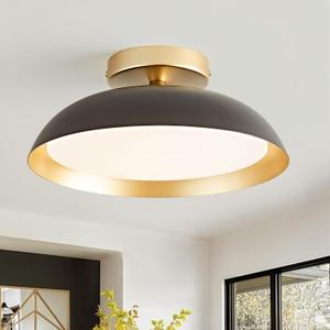 OKELI LED Flush Mount Ceiling Light Fixture, 24W Dimmable 5CCT Modern Black Gold Ceiling Light, 11.8 Inch Close to Ceiling Lighting for Bedroom Kitchen Living Room Hallway, 11.8x4.7inch