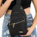 Diamond Quilted Polyester Shoulder Sling Bag