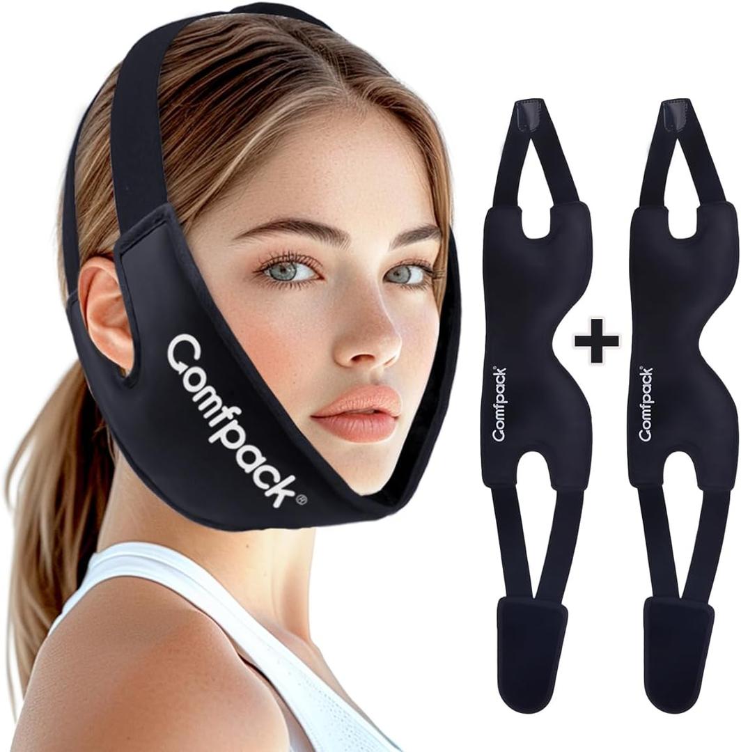 Comfpack Wisdom Teeth Ice Pack with Exposed Ear Design, 2PCS Large Face Ice Pack with Soft Plush for TMJ, Jaw Pain, Tonsillectomy, Oral Surgery, Face Swelling, Cosmetic Recovery