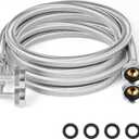 Washing Machine Hoses,5ft 2pack " Stainless Steel Braided Washer Hoses 90 Degree Eblow Burst Proof Water Supply Lines Universal Fit to Hot and Cold Connection