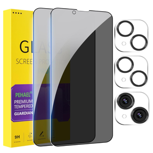 PEHAEL 2+2 Pack for iPhone 14 Plus Privacy Screen Protector with Camera Lens Protector Full Coverage Anti-Spy Tempered Glass Film 9H Hardness Easy Installation Bubble Free [6.7 inch]