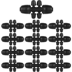 1/2 Inch to 1/4 Inch Tubing Irrigation Fittings for (1/2'' ID x 0.60''-0.63'' OD) 16mm Drip Tubing,Locked Barbed Tee Connectors (20 Pcs Barbed Tee 6-Way)