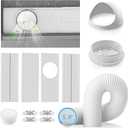 YJHome Portable AC Window Vent Kit with 5.9" Exhaust Hose & Universal Coupler, Air Conditioner Window Seal Kit with Plates, Upgraded Rain Cover, Portable Air Conditioner Window Kit for Sliding Window, 17-64in