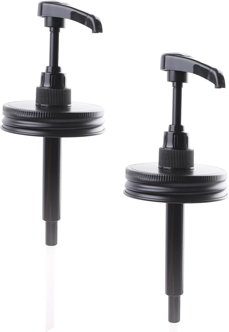 Mason Jar Syrup Honey Sauce Dispenser Pump Lid For Wide Mouth Mason Canning Coffee Syrup Condiment Pump Top Lid Food Grade Airtight & Leak (Jar Not Included)