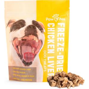 Freeze Dried Dog Treats - Cage-Free Chicken Liver - Dog Food Dry Snacks - with Protein & Omega 3s - for All Breeds & Sizes - No Artificial Flavors & Dyes, No Preservatives - 1 Pouch, 4 oz