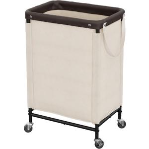 StorageWorks Laundry Hamper, 90L Rolling Laundry Sorter Cart with Removable and Washable Liner Bag, Clothes Hamper with Wheels and Handle for Laundry Room and Bedroom, Beige