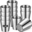 Amyhill 12 Pieces Stainless Steel Cups Double Wall Tumbler Glasses Stackable Metal Drinking Cups Insulated Drinking Glasses Reusable Camping Mugs for Home Camping RV BBQ Office Party(Silver,8.8 oz)