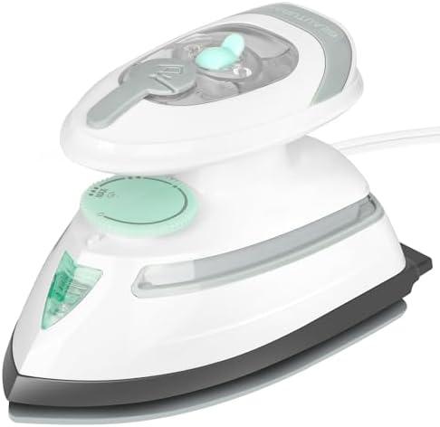 BEAUTURAL Mini Travel Steam Iron for Clothes with Dual Voltage, Temperature Control, Non-Stick Soleplate and Cord Storage, Ideal for Sewing, Quilting and Handcraft
