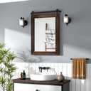 COGOOD Farmhouse Barn Door Mirror - 21" x 30" Rustic Wood Framed Wall Mirror for Bathroom, Living Room, Entryway Wall Decor (Black Brown)