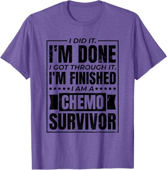 Chemotheraphy & Cancer Patient Designs I Got Through It I Am A Chemo Survivor Unisex-Adults Grey T-Shirt, M