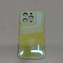 iPhone 14 Pro Max Phone Case,Cute Laser Colorful Retro Exquisite Curly Wave Wavy Edge Case,Aesthetic Soft TPU Protective for iPhone 14 Pro Max 6.7 Inch,Bright Green