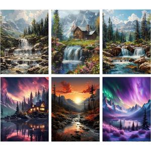 6 Pack Landscape Diamond Painting Kits for Adults Beginners, 5D Forest Sunset Glow Scenery Diamond Art Kits for Adults, DIY Full Drill Paint with Diamond Art and Craft Kits for Wall Decor(30x40cm) (G7475-7476-7477-7478-7479-7480-US)