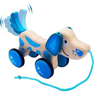 Wooden Pull Dog Toy Wooden Walk Pull Along Toy with String Toy Montessori Toddler Pull Toys for Walking Toddlers