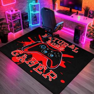 Gamer Area Rugs for Gamer Bedroom Living Room Black Gamepad Red Gaming Carpet Bedroom Sofa Mat Door Mat for Adults, 2'x3' (Gp4-hqm-03)