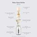 BIBS Baby Glass Bottle. Anti-Colic. Round Natural Rubber Latex Nipple. Supports Natural Breastfeeding, Complete Set - 110 ml, Cloud