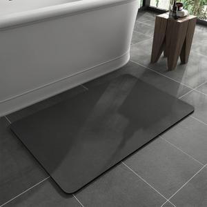 MontVoo -Bath Mat Rug-Rubber Backing Non Slip Quick Dry Absorbent Thin Bathroom Rugs Fit Under Door-Faux Suede Surface Bathroom Floor Mats-Shower Rug for in Front of Bathtub Shower Dark Grey 17"x27.5"