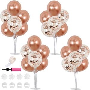 TONIFUL 4 Set Rose Gold Balloon Centerpiece for Table,Balloons Stand Kit for Bridal Shower,Wedding,Engagement,Baby Shower,Graduation,Anniversary,Mother's Day,Birthday Decorations for Women