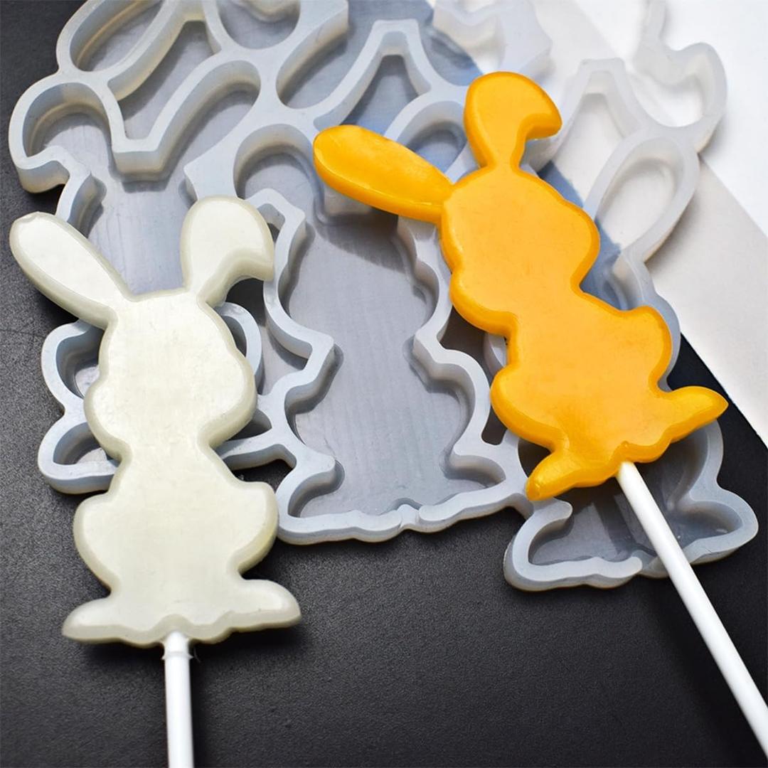 mostsom Lollipop Mold DIY Chocolate Hard Candy Cartoon Animal Silicone Mold Rabbit No Lollipop Stick 2PCS (N_Rabbit)