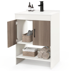 Giantex Bathroom Vanities with Vessel Sink - Bathroom Sink Cabinet with Doors